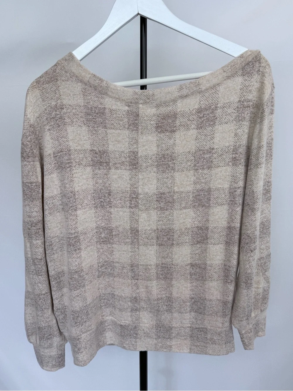 Maurice’s Cream Plaid Button-Trim Women's Sweater